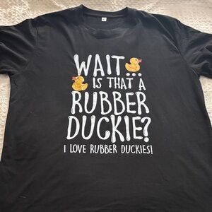 Black 'Wait Is That A Rubber Duckie?' Graphic Tee